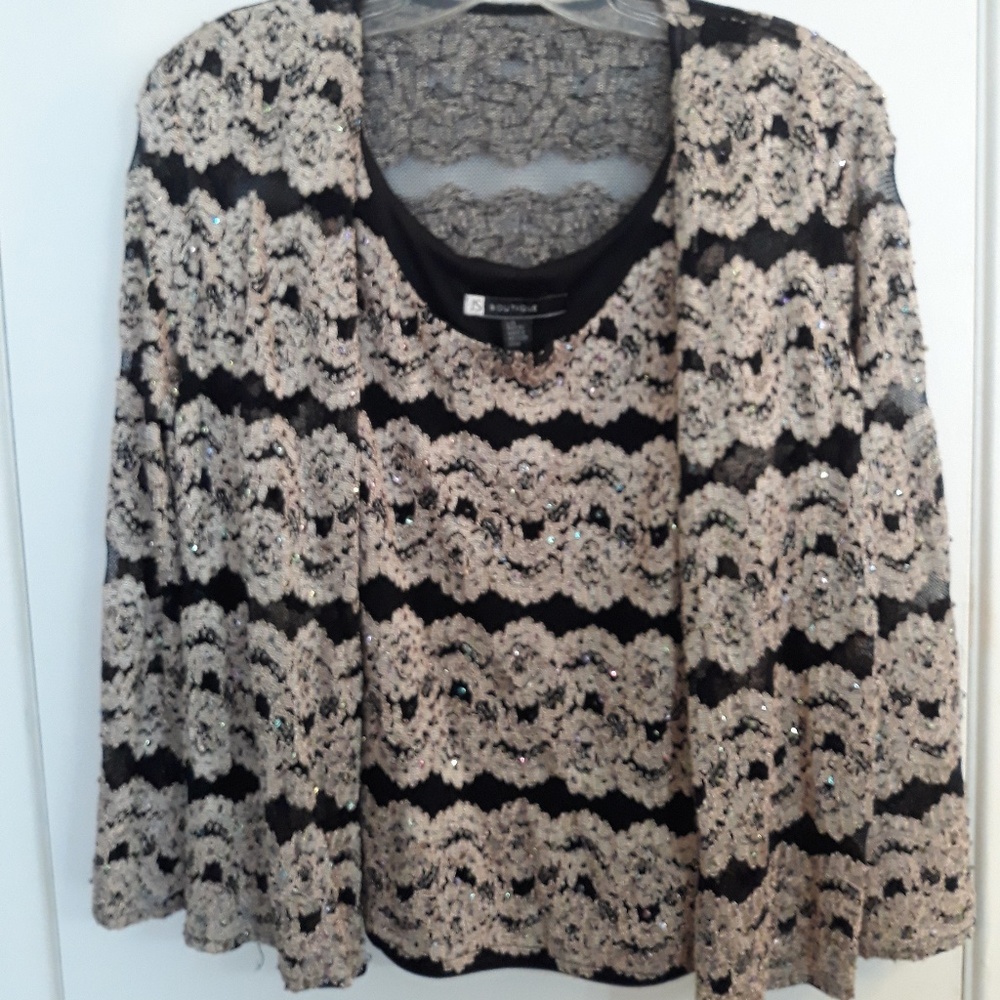 J S Boutique Large Sequence Blouse Jacket Combo